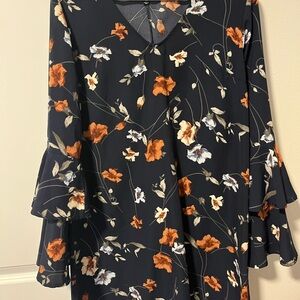 Lulus Floral Bell Sleeve Dress